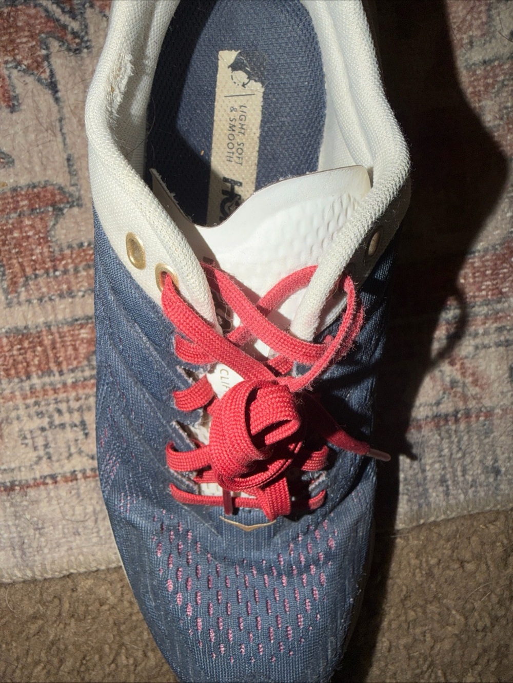 Hoka Women's Athletic Shoe in Navy Blue, White & Pink